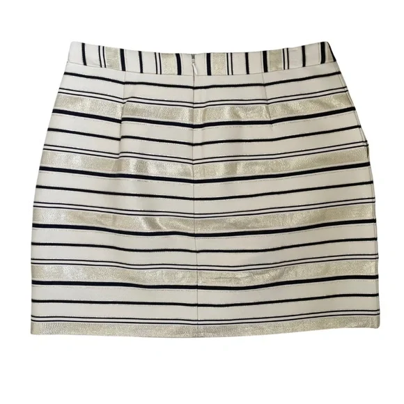 J. CREW Women’s Metallic Gold & Black Stripe Mini Skirt Size 4 - Picture 2 of 11